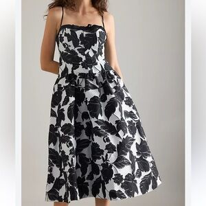 Maeve Sleeveless Jacquard Drop waist Midi Dress